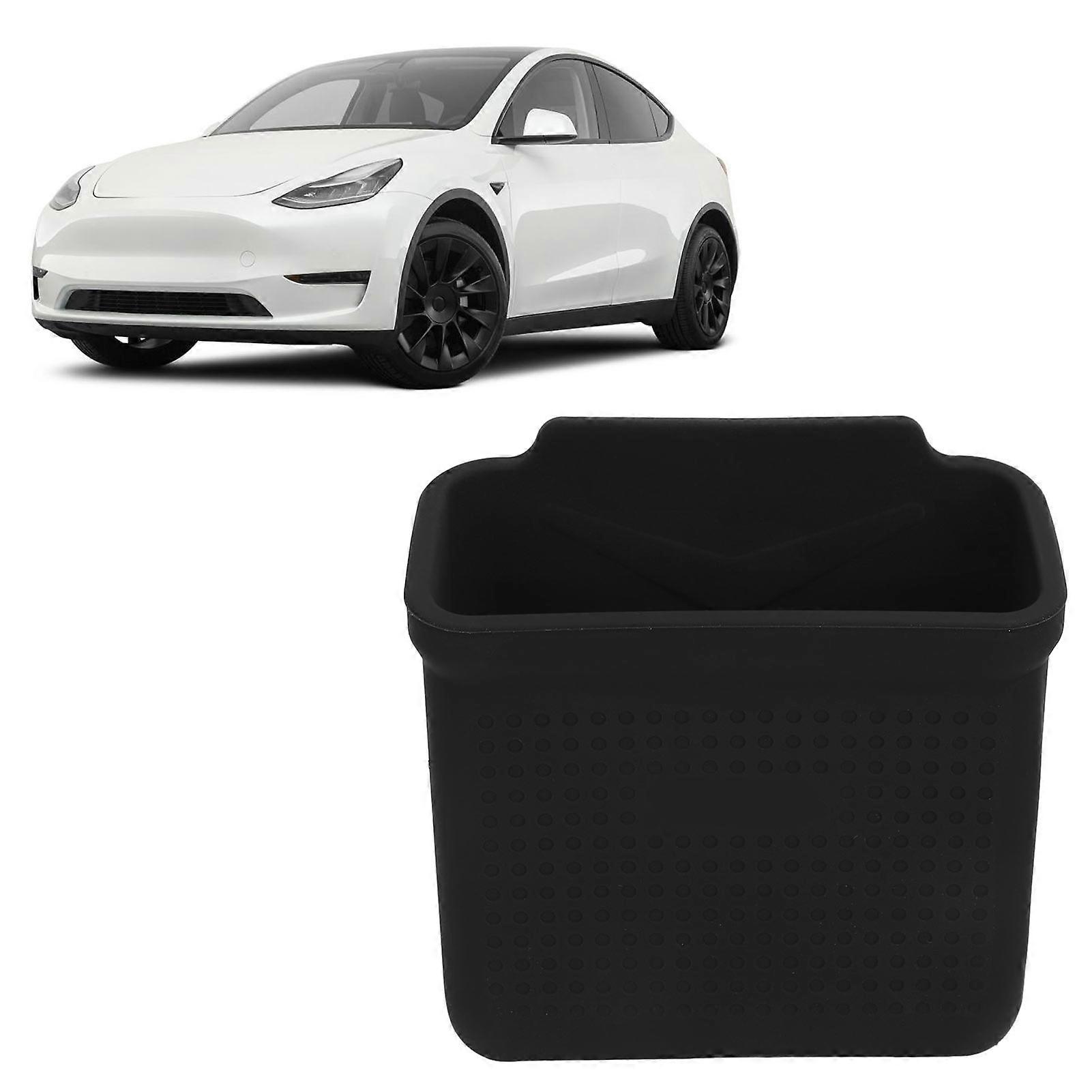 Car Side Pocket Organizer Hook and Loop Design Center Console Cell Phone Pocket Replacement for Tesla Model 3 Y Flocked Surface Black 