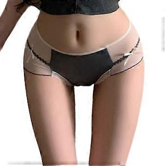 Dames ondergoed met satijnen tailleband en kant, zacht ademend, onzichtbaar ijszijden slipje, lingerieslip voor dagelijks gebruik, paars XL