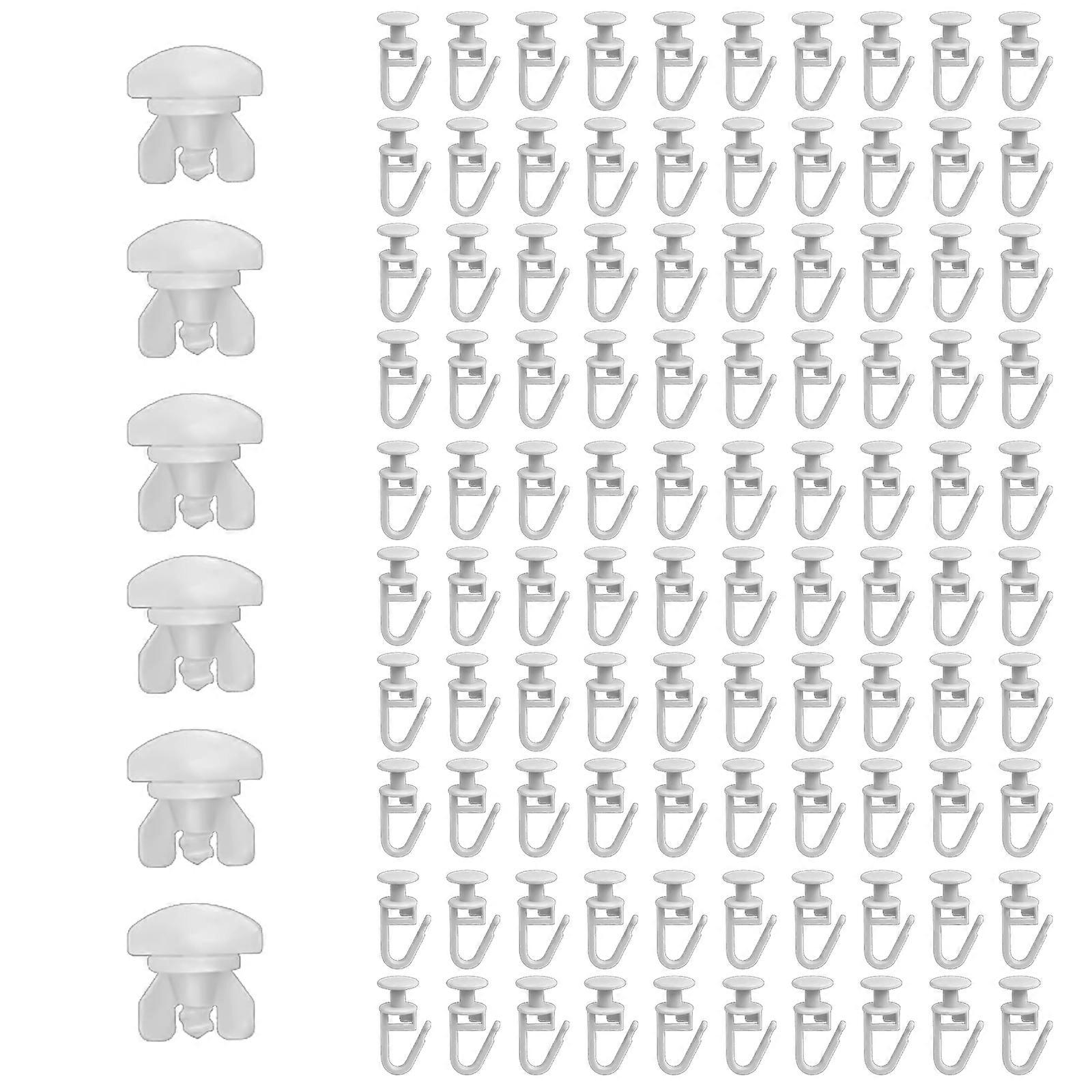 Curtain Track Hook Curtain Rails Ceiling Gliders Set 100Pcs Lockable Folding Hanging Hook and 6Pcs Drape Rails Stoppers Multicolor