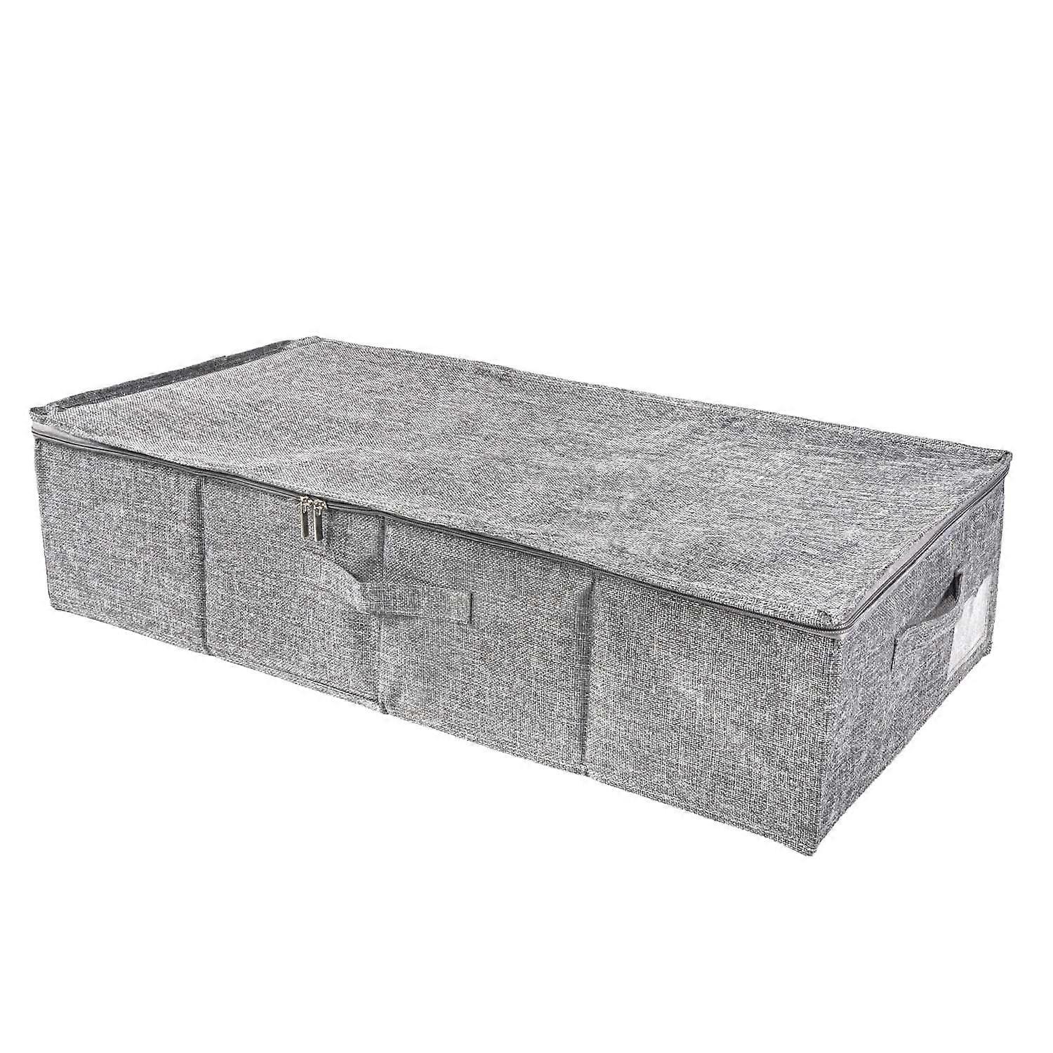 Underbed Chest of Drawers with Zipper and Handles in Fleece in Grey 75.5 x 39 x 16 cm Storage Organizer Clothes Blankets