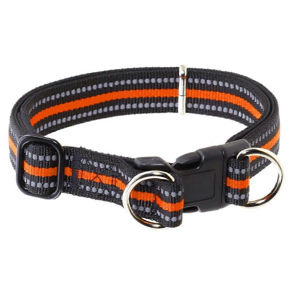 Breathable Double-Layer Nylon Dog Collar with Reflective Stripes and Quick Release Buckle