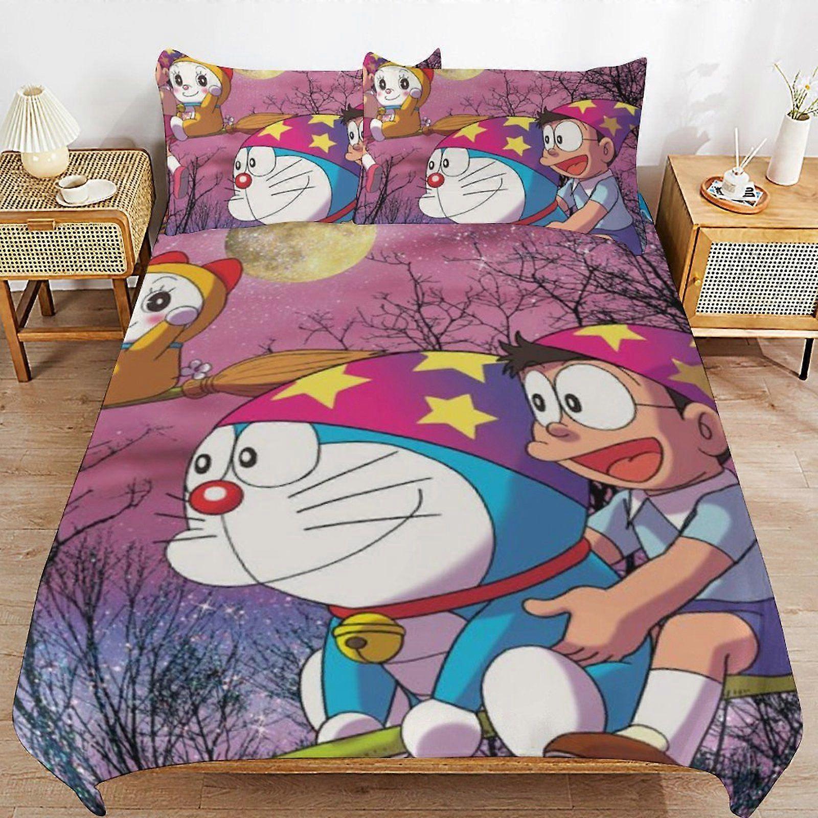 q149 Doraemon Future Adventures Consistent Soft Layer Machine Wash Safe Threaded Finish Duvet Cover Sets Comfortable Bedding d149