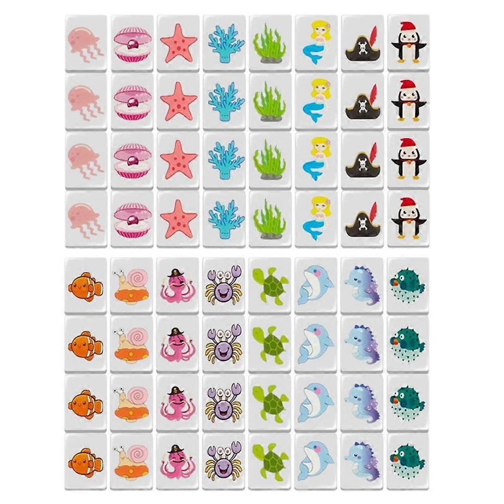 For Mahjong Xiao Xiao Le Ocean Animal Melamine Tiles Set With Portable Storage Bag Multiple Game Modes Easy To Learn Classic Leisure Game