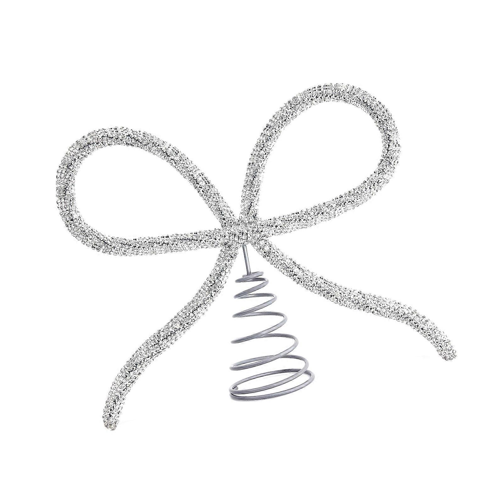 Efficient Metal Bowknot Tree Toppers With Easy Installation For Christmas Decorations And Fireplaces Accent  Silver