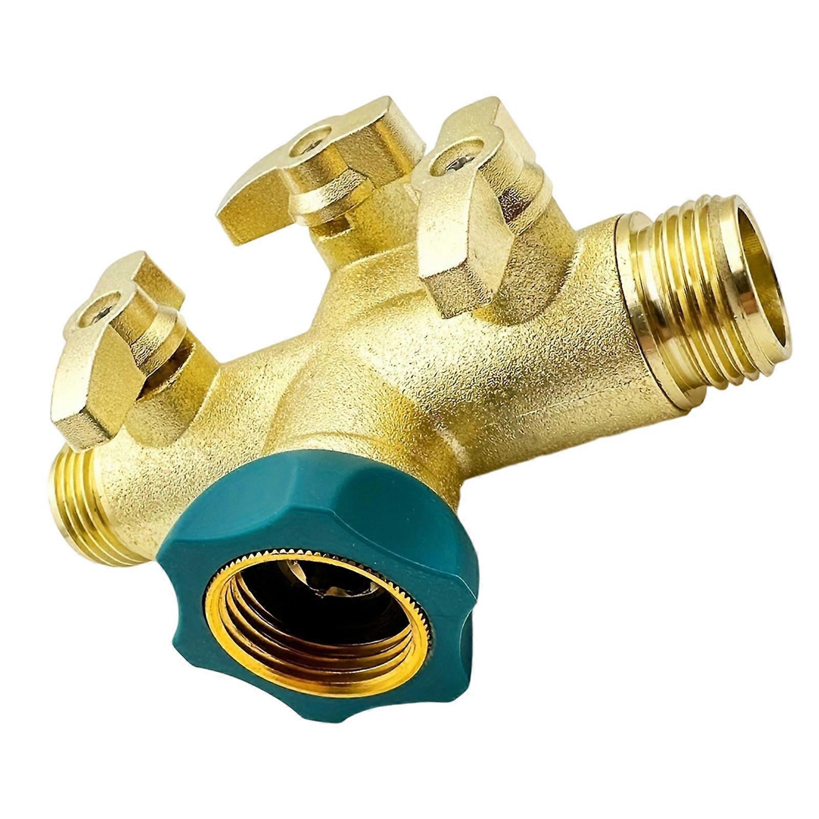 Triplicate Outlet Bronze Water Divider Highlighting Impermeable Plan And Replacement Gaskets For Hose Systems Multicolor