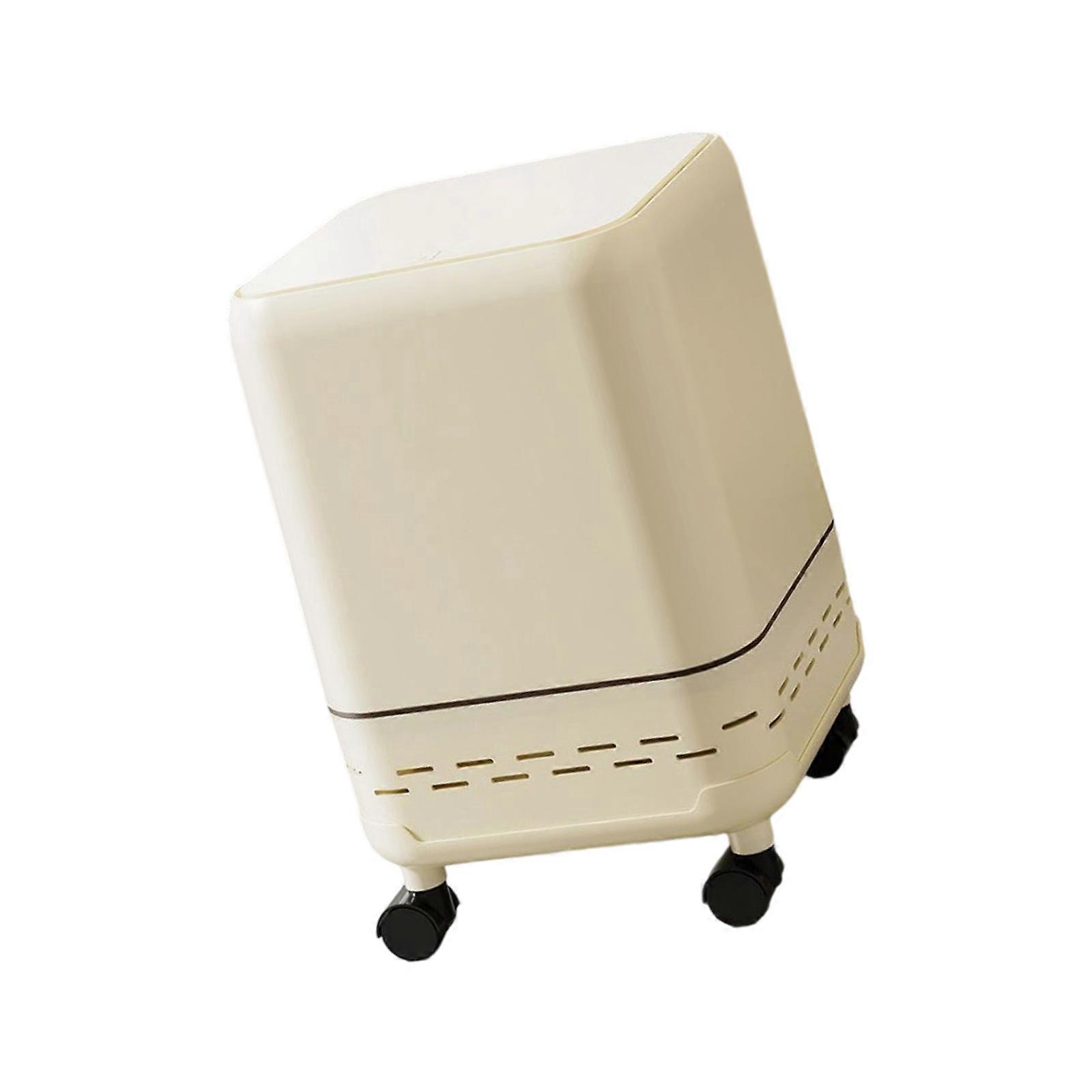 Mini Wheeled Office Trash Can Sensitive Press Lid Modern Design Fit Any Decoration Style Multicolor