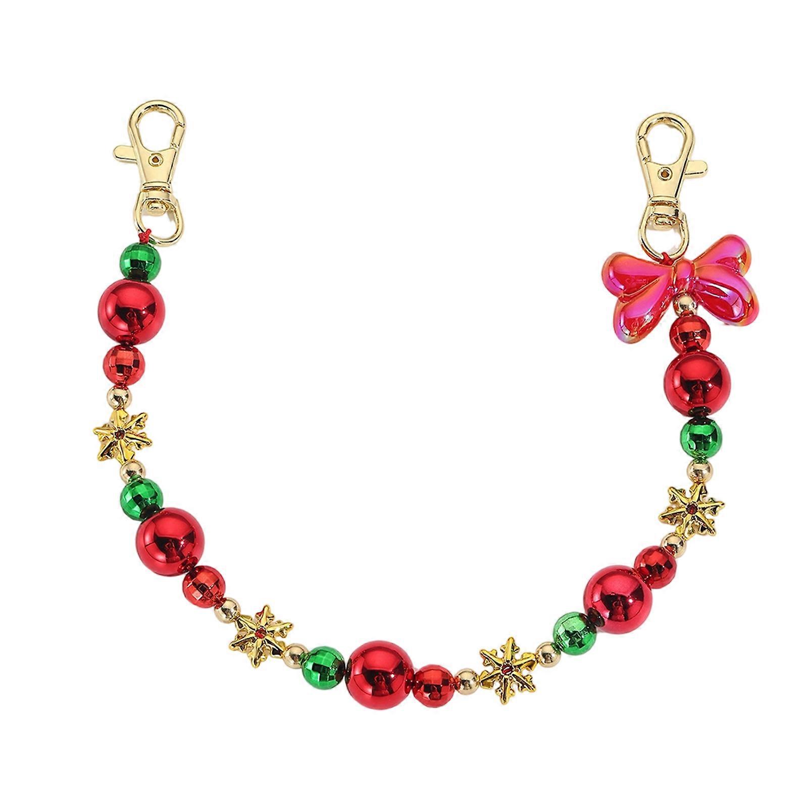 Portable Resin Keychain Decoration Featuring Snowflake Patterns Cute Christmas Key Holder Ideal For Stocking Stuffers Multicolor