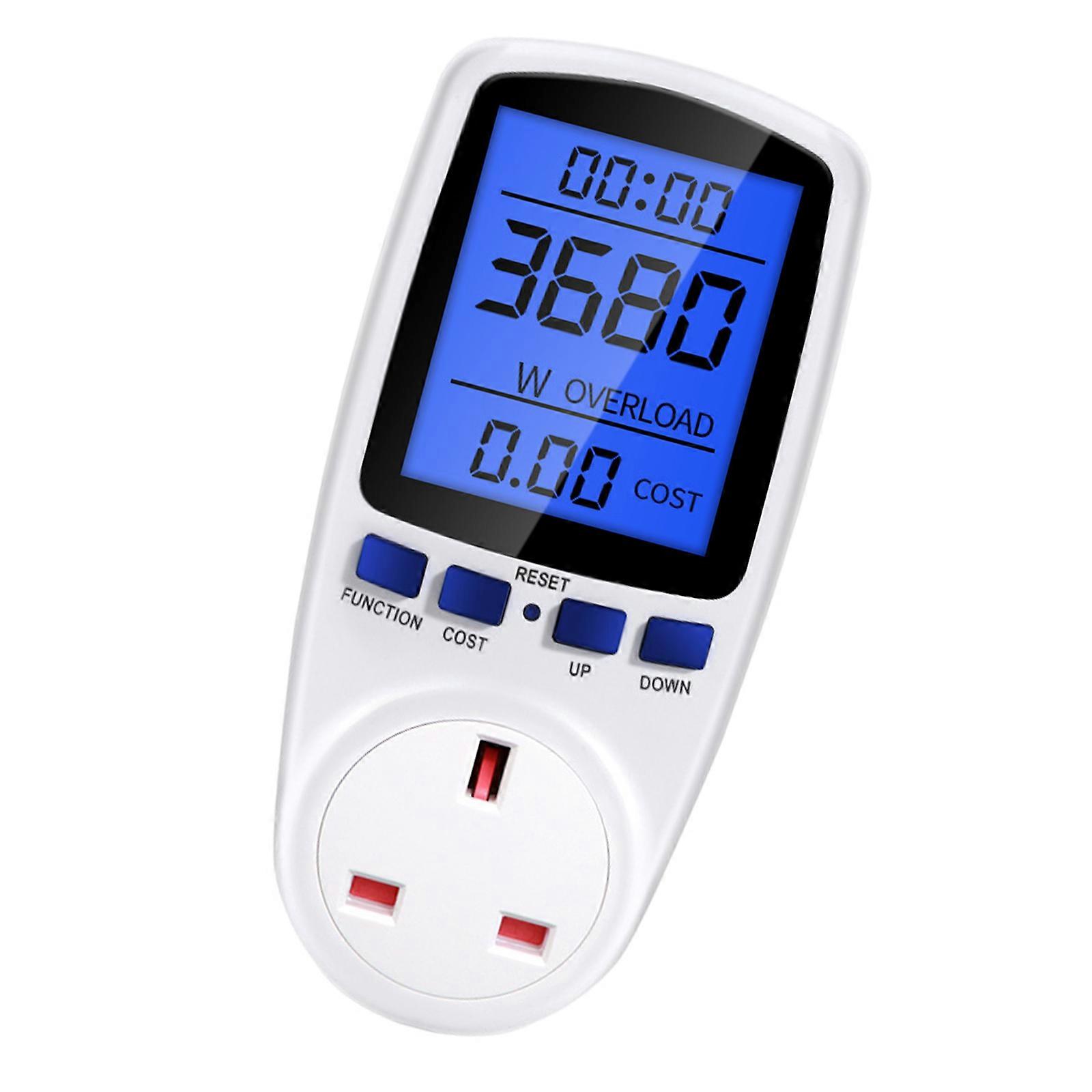 Digital Power Meter Socket Monitors With Backlits LCD Display Real Time Energy Cost Calculator Overloads Protections Multicolor