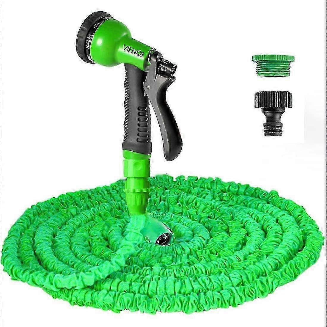 15m Expandable Garden Hose, 15m Flexible Garden Hose with 8 Pattern Spray Nozzle Retractable Garden Hose