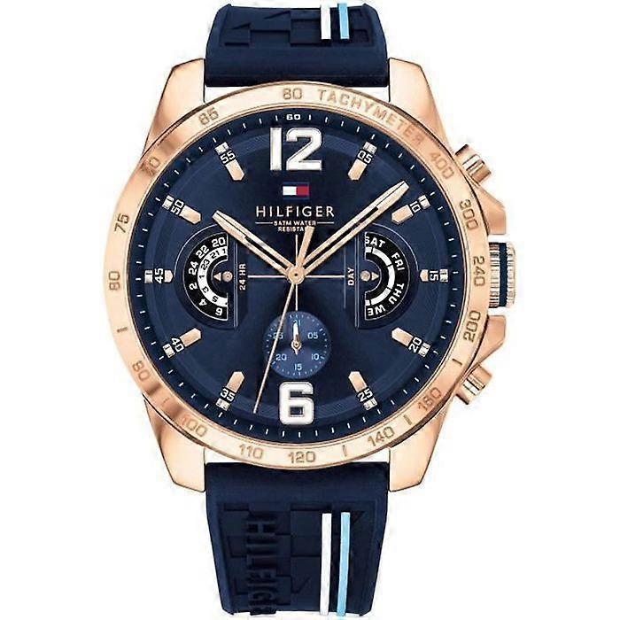 Relógio multifuncional - Tommy Hilfiger - Decker - Quartzo - Resistente à água até 5 ATM - Pulseira de silicone azul