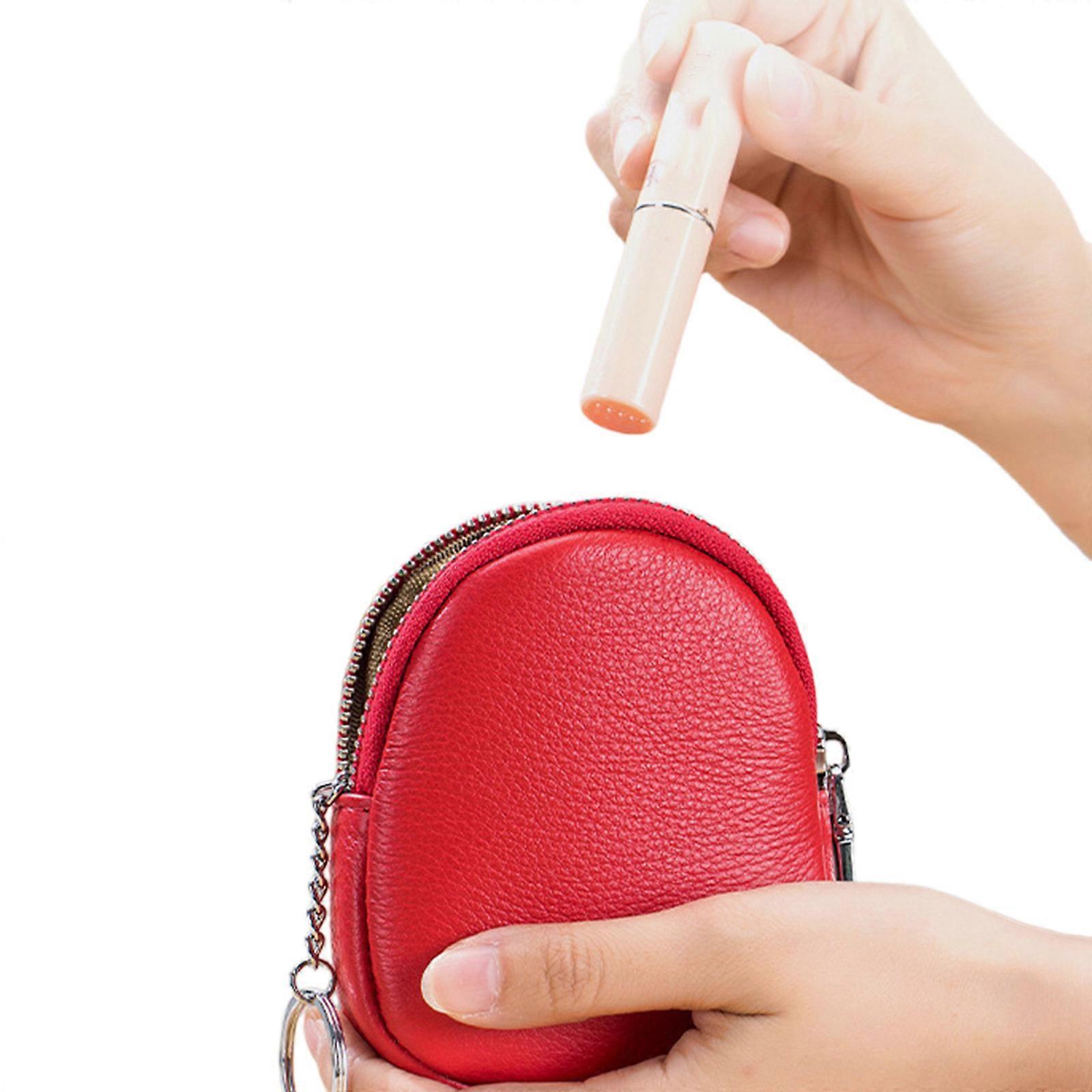 Small Change Zipper Wallet Coin Purse for Girl Key Bag Small Wallet Coin Bag Small Headset Pouch Solid Color Key Bag  Red