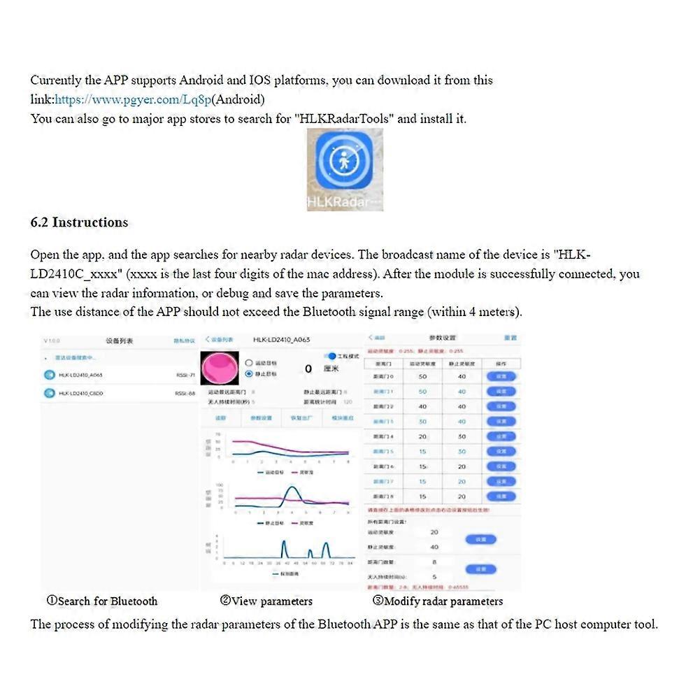 2Pcs HLK-LD2410C 24G Human Presence Sensor BT Function App Radar Sensing Module FMCW Millimeter Wave Motion Detection