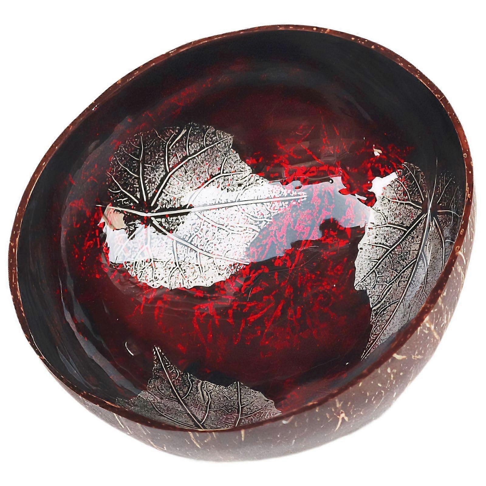 Ceramic Decorative Bowl with Leaf Design for Tabletop and Dining Room Decor in Red