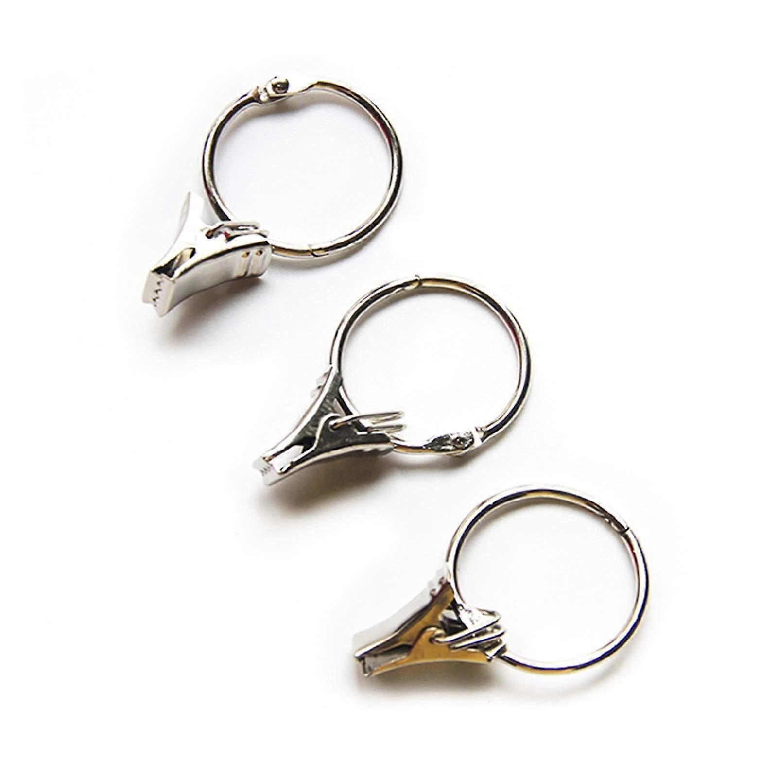 Shower Curtain Rings Set of 30 with Metal Clips for Curtain Hanging, Easy Open Hooks (Silver, 1.2in, 2.0in)