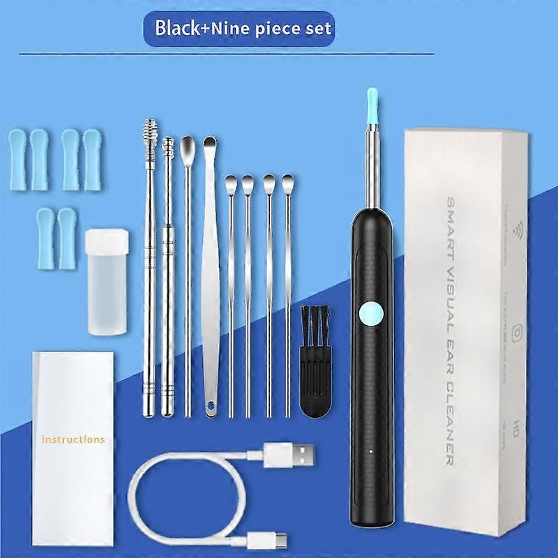 Earwax Removal Tool Set with Camera - Portable 360�� Wide Angle Ear Cleaner with Type-C Rechargeable, Waterproof Endoscope Ear Cleaning Tool 