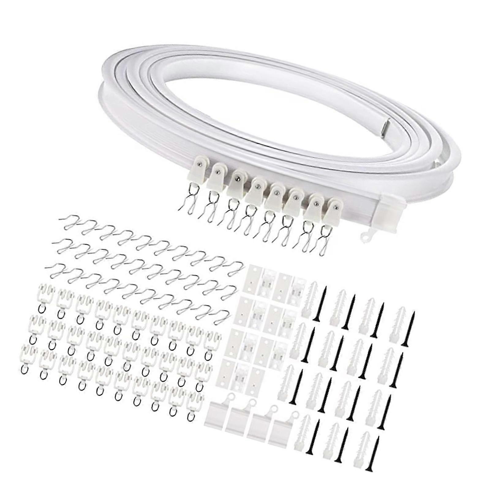 Smooth Operating 5 Meter Ceiling Curtain Track with Rollers and Brackets Kits for Seamlessly Window Drapery Installation Multicolor