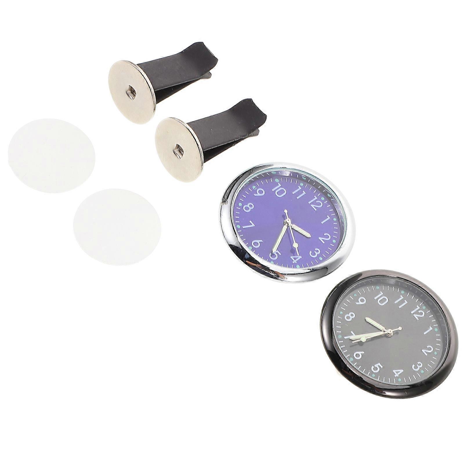 Car Dashboard Mini Clock for Night Light Use 2Pcs Set