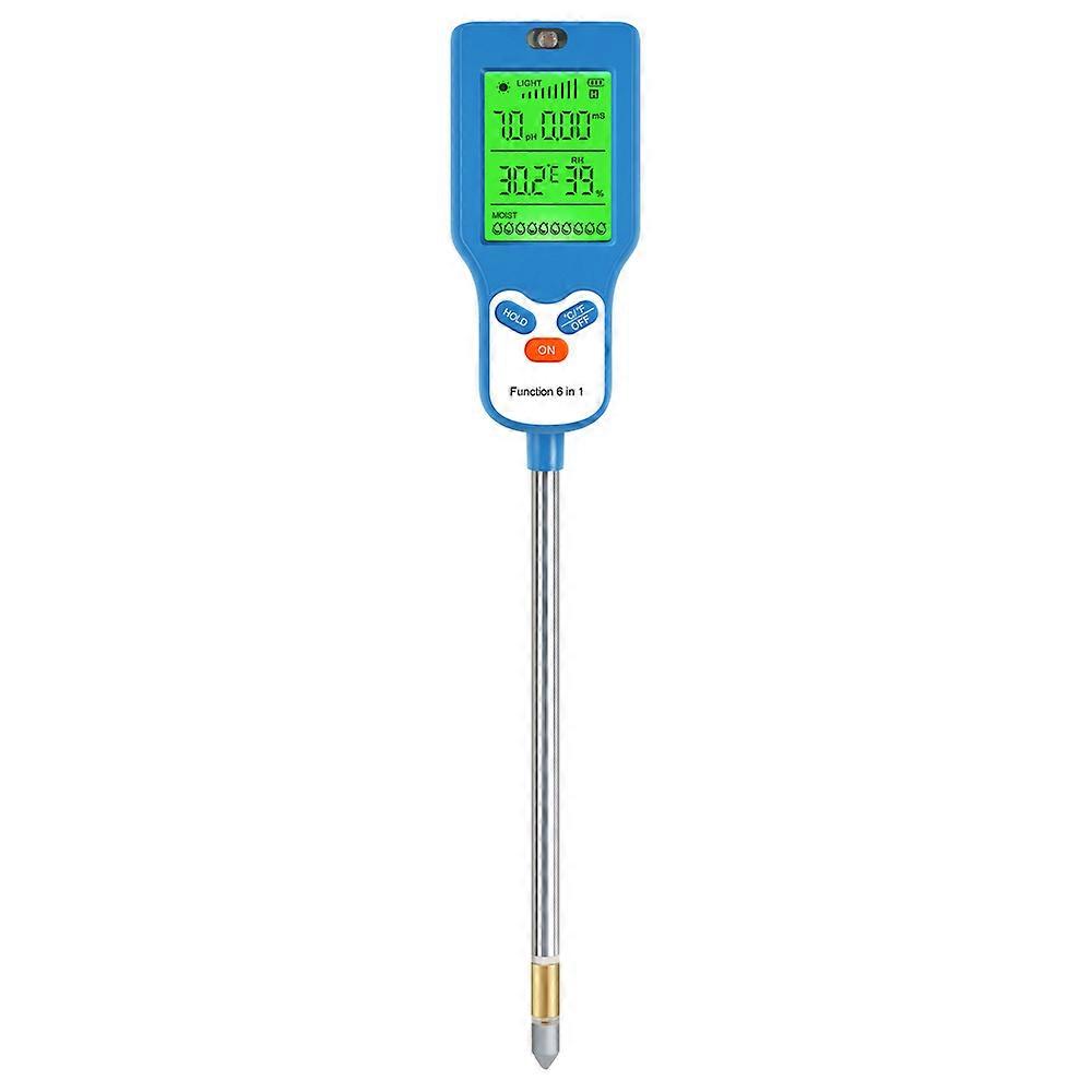 Rotate 90�� Soil Tester 6 in 1 Fertility pH Temp Moisture Light Humidity Meter LCD Soil PH Detector Plant Garden Soil Analyser