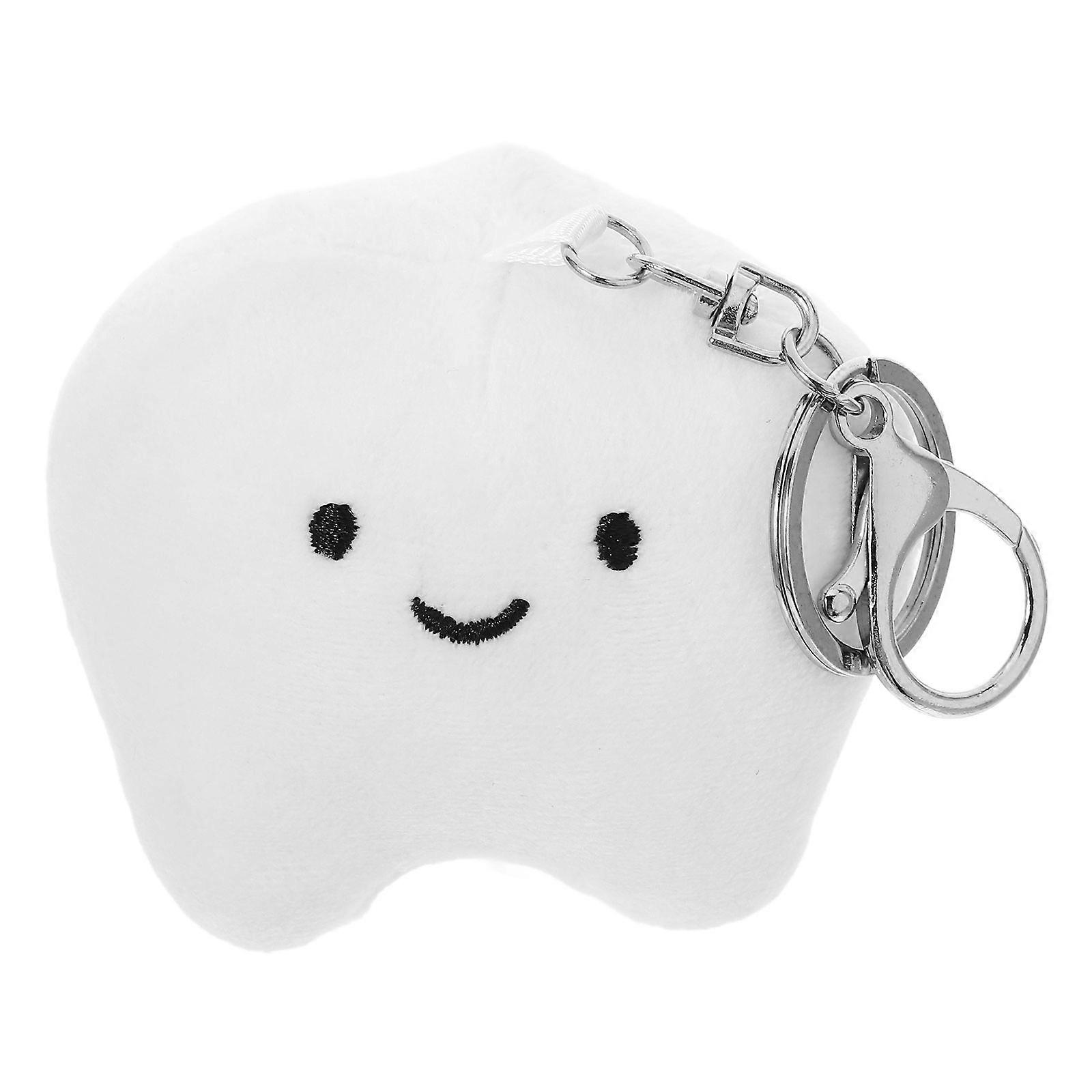 Kids Tooth Plush Keychain with Cute White Design and Material