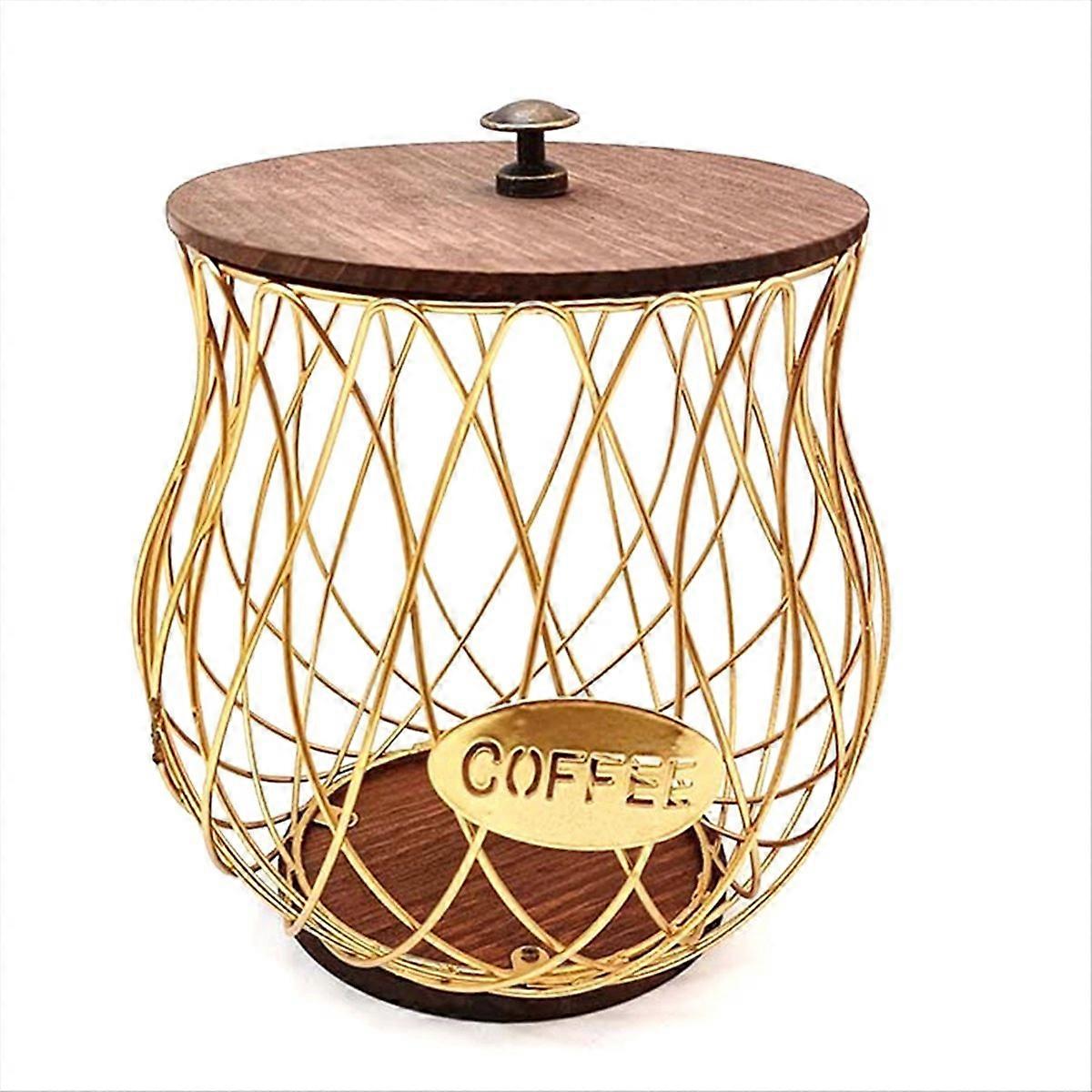 Kaffekapselholder, rustikk K-koppholderorganisator til disk, gull