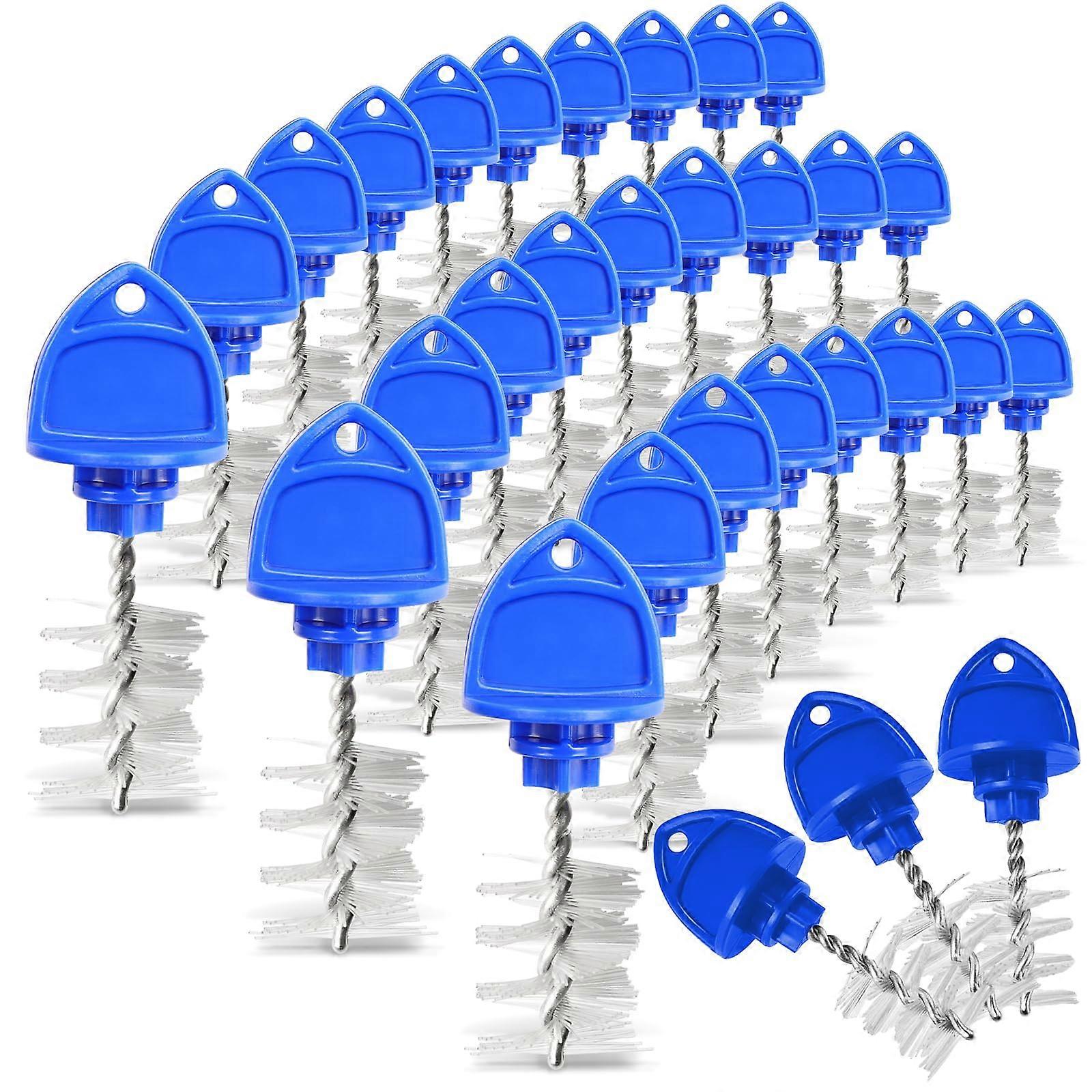 30 Pack Beer Tap Cleaning Kit with Brush and Cap for Standard Draft Faucets, Homebrewers and Bars, Blue