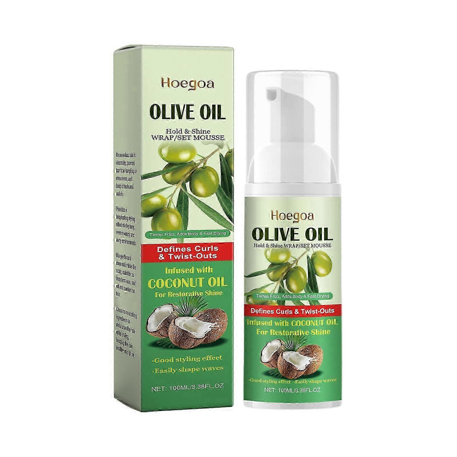 Lightweight Hair Styling Foam Mousse with Olive & Jojoba Oils  Long-Lasting Volume, Fluffy Curls, Nourishing & Easy to Use, 100ml