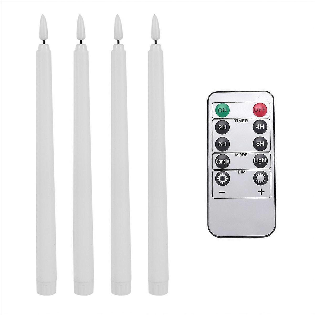 4 Pcs Remote Flameless Candlesticks, for Halloween,White
