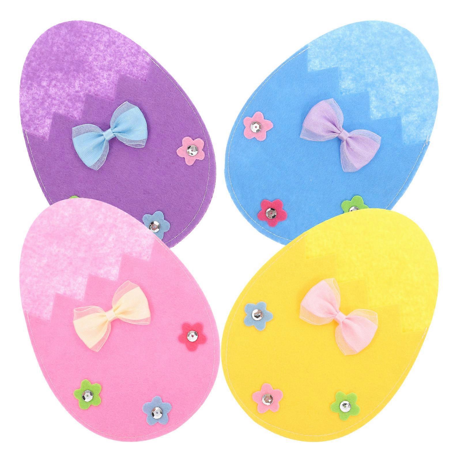 Easter Egg Cutlery Bags Felt Holder for Tableware 4Pcs Assorted