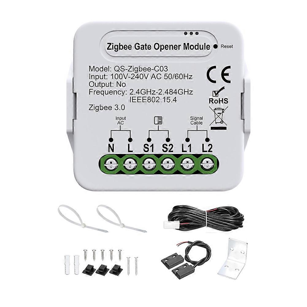 SmartZigbee Garage Door Opener - Remote Control Gate Accessory Compatible with Alexa & GoogleHome