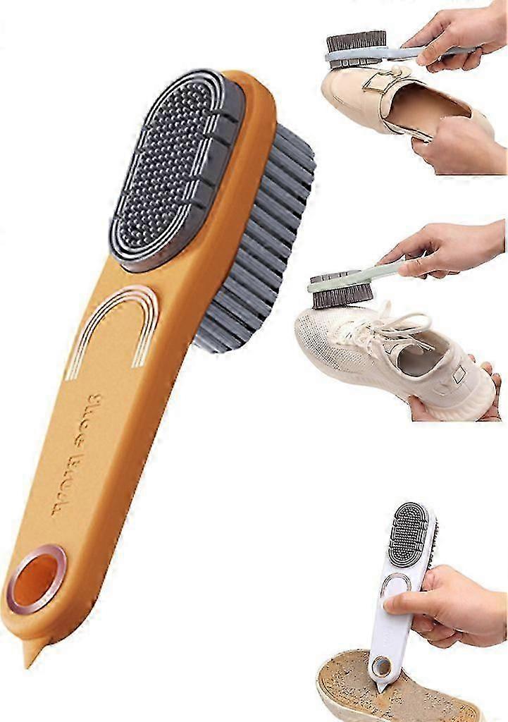 Shoe Brush, Soft Double-Sided Cleaning Brush with Scraper End, Multi-Purpose Cleaning Brush (Orange)