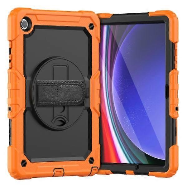 Compatible with Samsung Galaxy Tab A9+ Silicone + PC Case with Shoulder Strap Orange