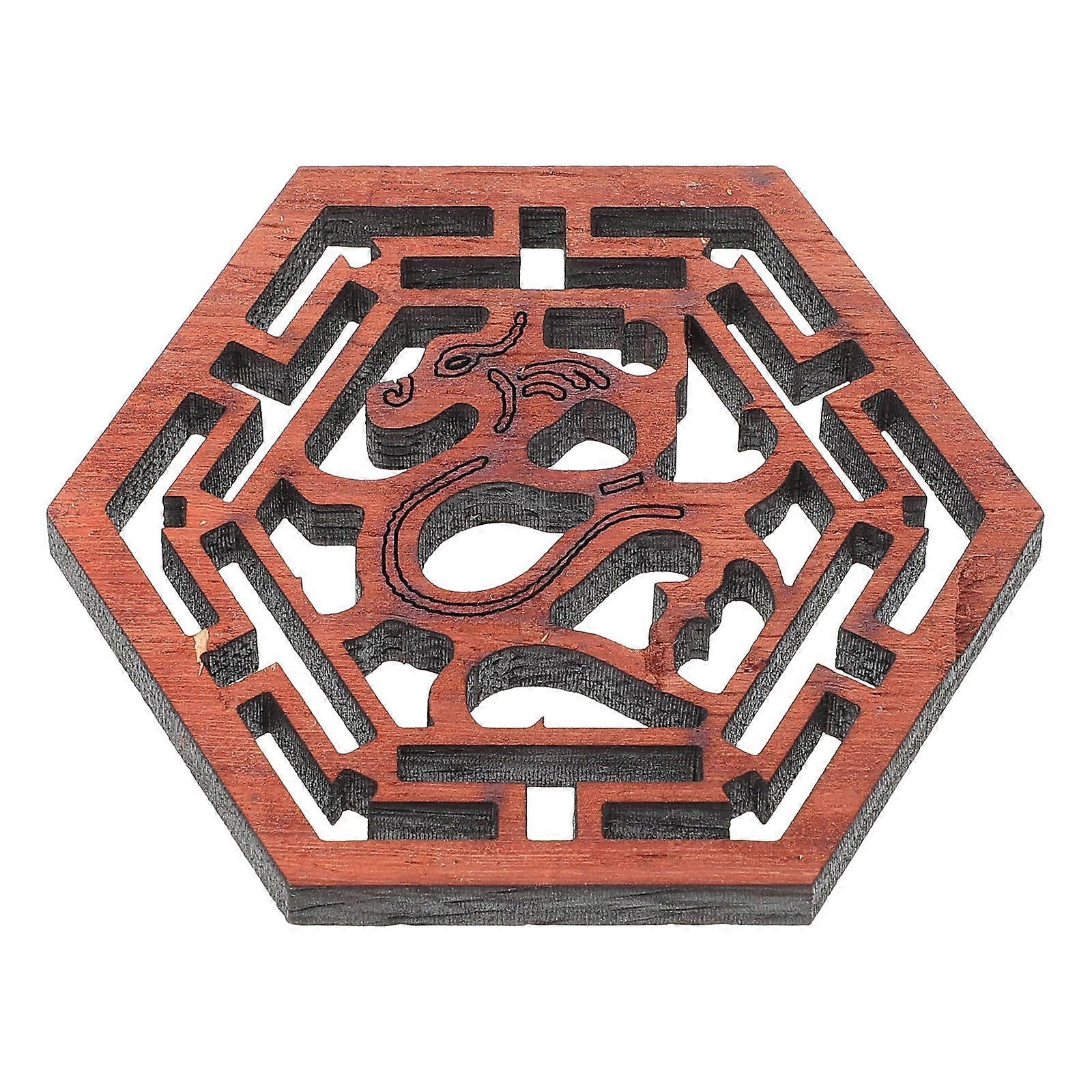 Erhu Sound Windows Wooden Hexagonal Dragon Pattern Replacement Parts 3Pcs