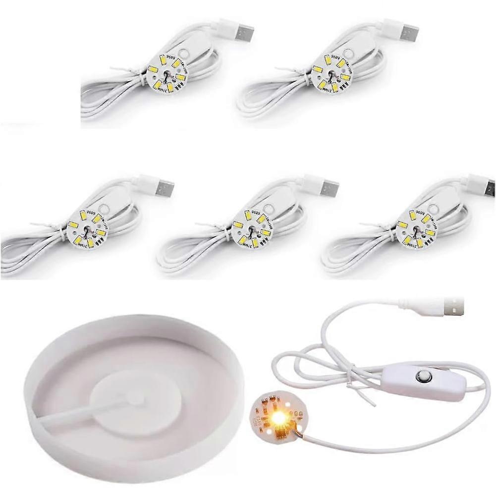 Round Display Base Silicone Mold with 6Pcs Led Light for Lamp Resin Molds,USB Powered for Light Resin Molds DIY