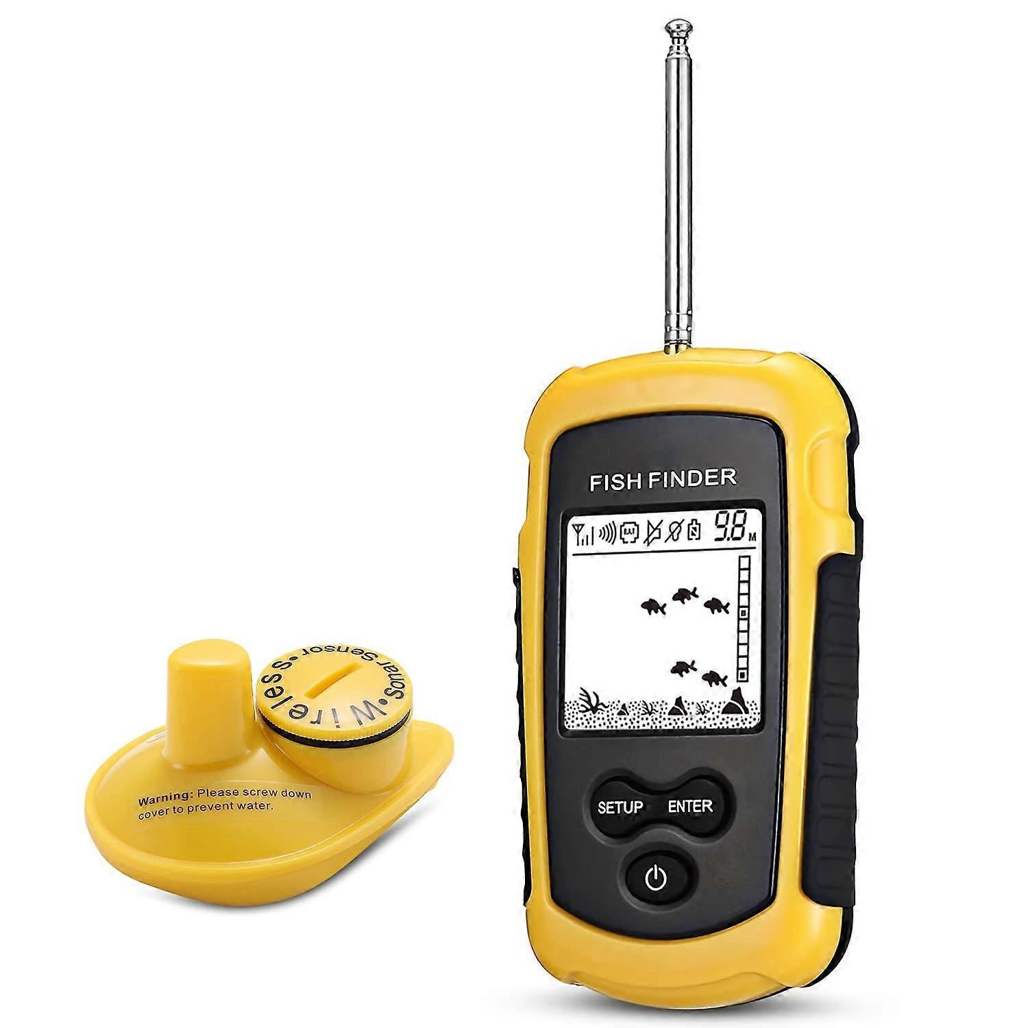 Wireless Fish Finder with Sonar Sensor, Wide Depth Detection and Fishing Alarm for Kayak and Boat