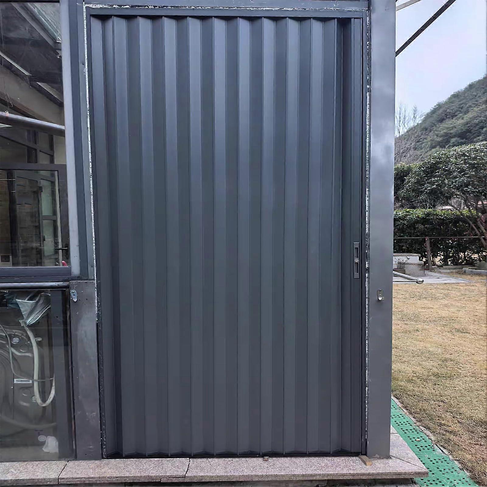 Accordion Folding Door Aluminum 35x82in with Secure Lock and Magnetic Closure for Indoor Spaces