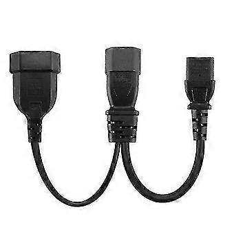 Y-shaped Splitter Cord, IEC320 3-pin C14 to Male C13 + 2-hole EU 4.0mm Female Socket AC Power Cord