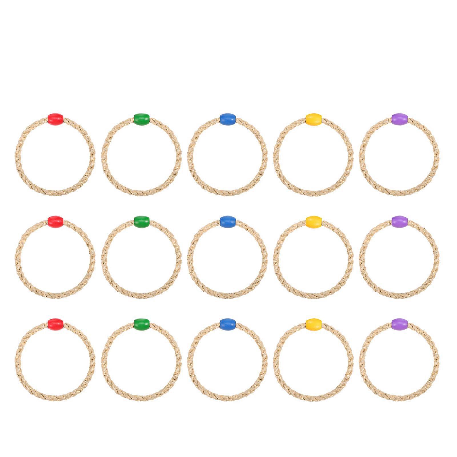 Outdoor Throwing Game Rope Sisal Ring for Agility Practice 15Pcs Set