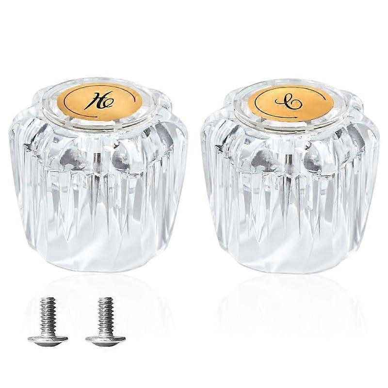 2PCS Universal Bathtub Faucet Handles Replacement Kit, Clear Acrylic Hot and Cold Shower Knobs Compatible with Delta Peerless