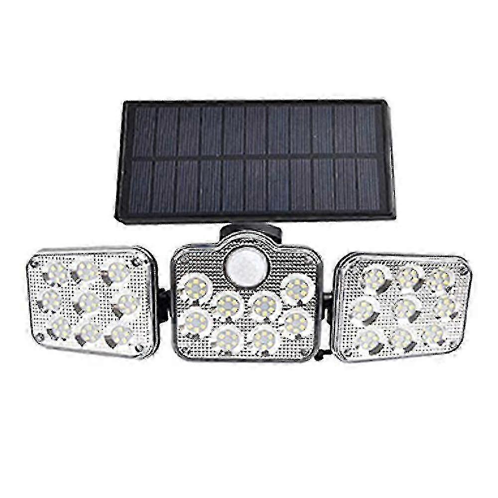 Outdoor solar-powered security light with 3 adjustable modes.