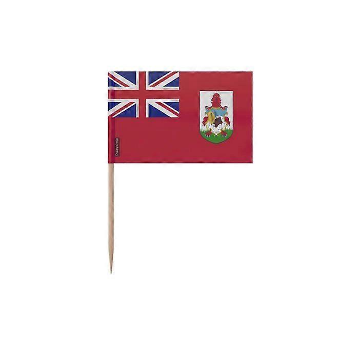 Bermuda Flag Toothpicks - 10 cm - 100 pieces - Adhesive plastic - Bamboo stick - Pixelforma