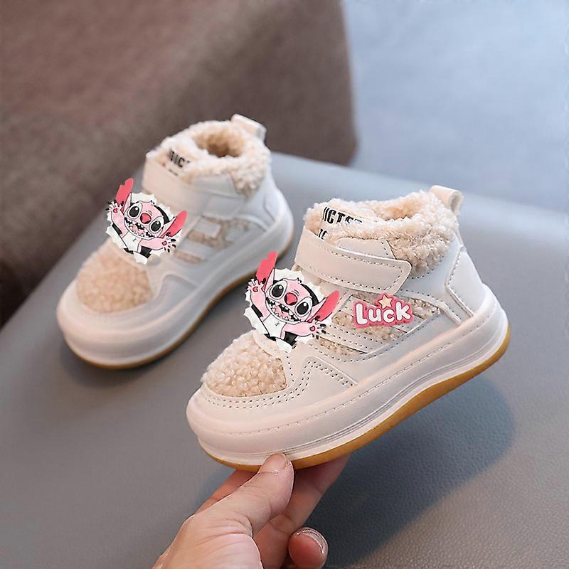 Disney Mickey Mouse Baby Plus Fleece Casual Shoes Winter kid Cotton Shoes Girl Lamb Wool Warm Toddler Shoes Infant Soft Sole Boy