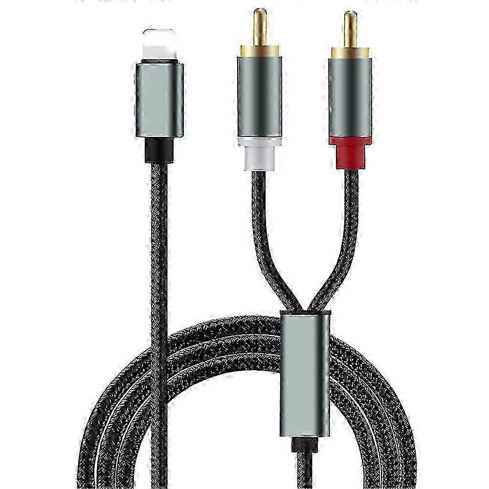 Phone Audio Adapter for Apple iPhone, Lightning to RCA Cable for Amplifier and Speaker Link
