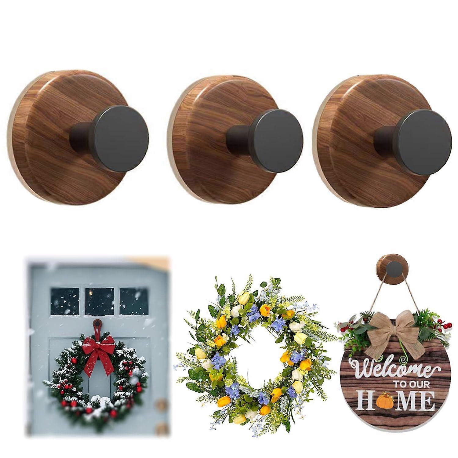 Suction Cup Hooks for Shower Wall, Drill Twist Lock Bathroom Towel Holders, 3 Pack Walnut