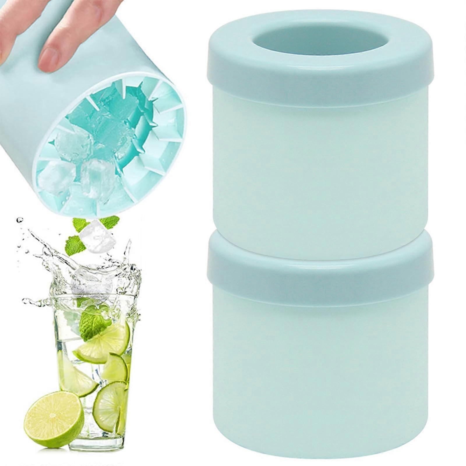 Silicone Ice Cube Tray and Bucket Mold 2PCS with Lid, Easy Release, Odor Drink Cooling