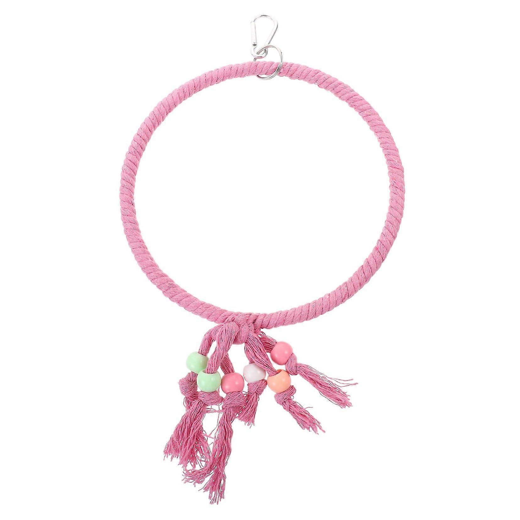 Large Pink Rope Bird Swing for Parrots with Bite Resistant Texture and Stable Hanging Perch