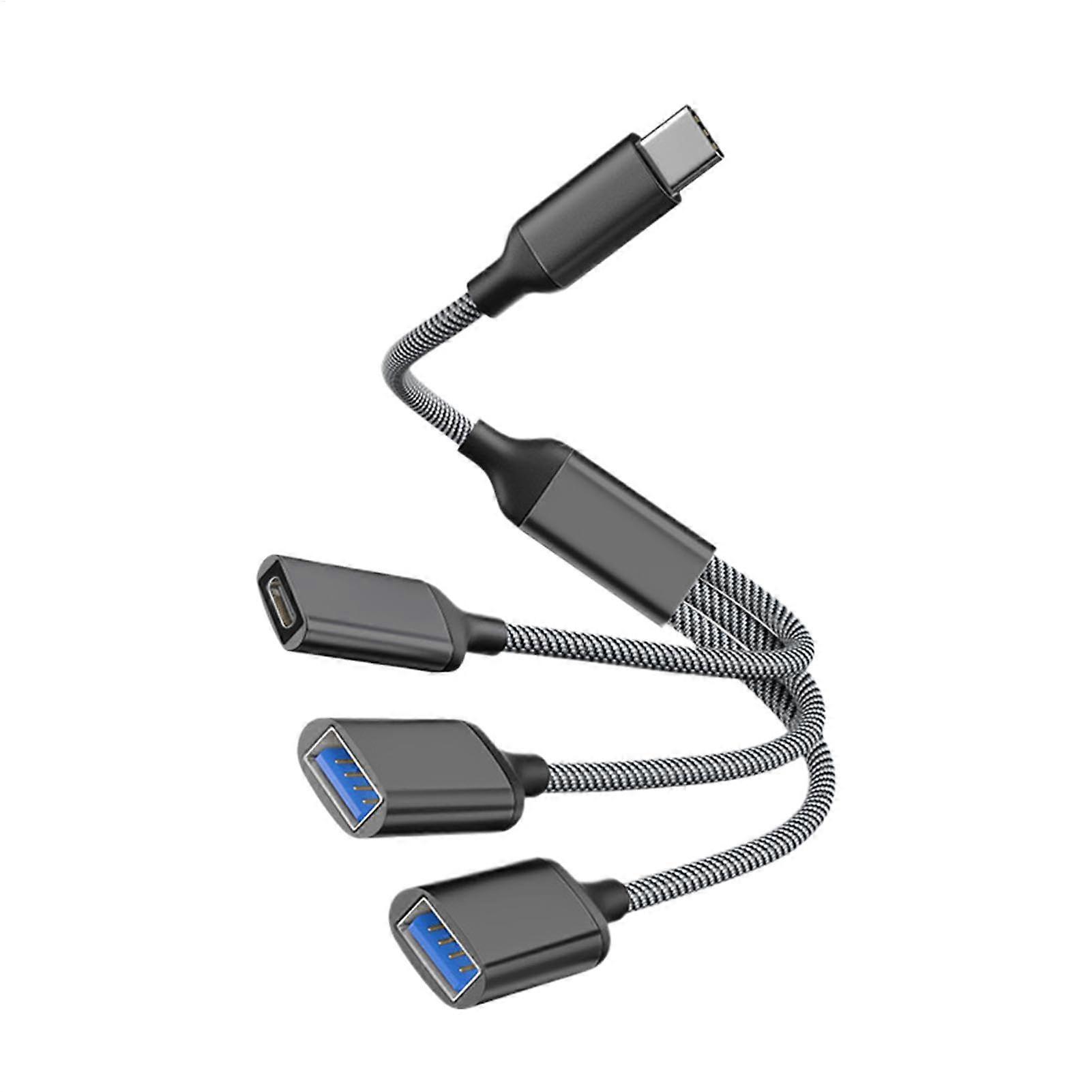 USB Splitter Cable 1ft 1 in 3 Out Fast Data Transfer MultiDevice Charging for Car Laptop PC