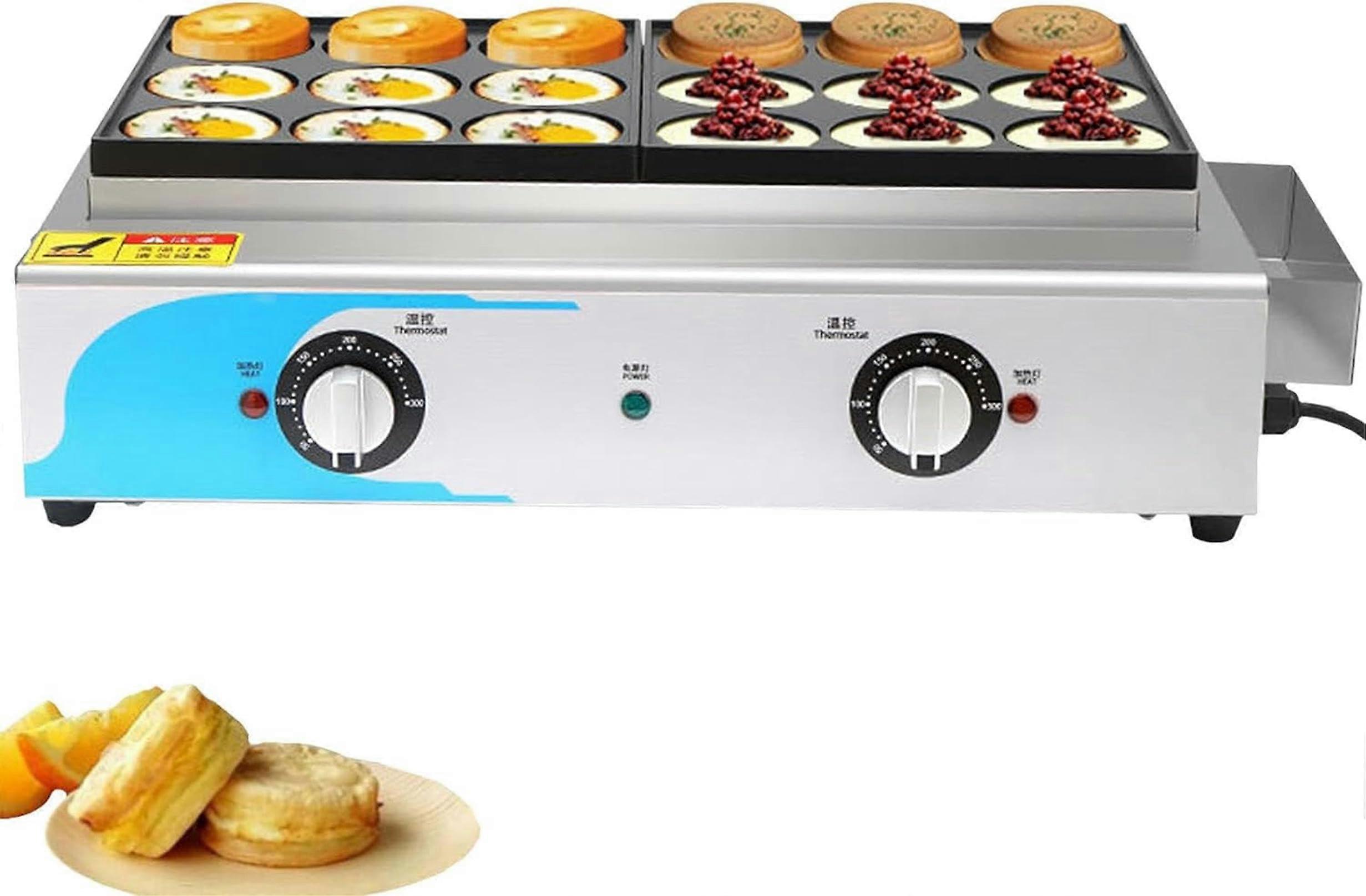 Egg Burger Maker 18Hole NonStick Pancake Pan with Rapid Heating and Precise Temperature Control