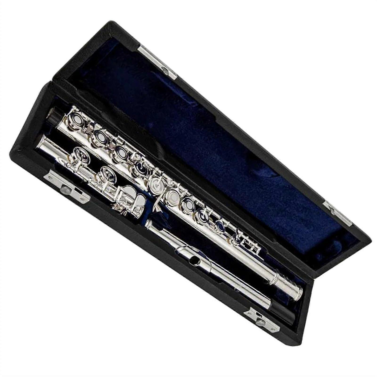 Silver Plated Flute 16 Hole C Key Professional Cupronickel with Case for Student and Beginner
