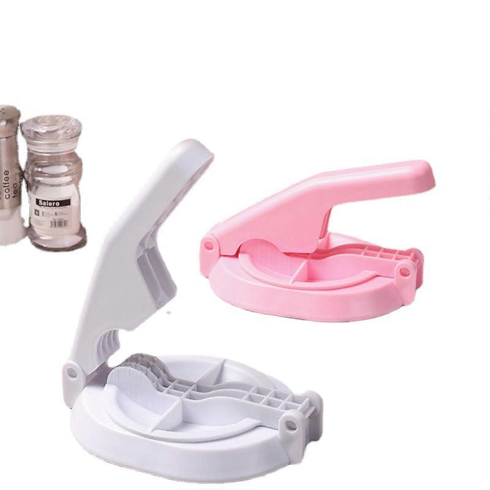 Dumpling Maker with Food Grade Dumpling Press Mold, OnePress Molding, Pink and White