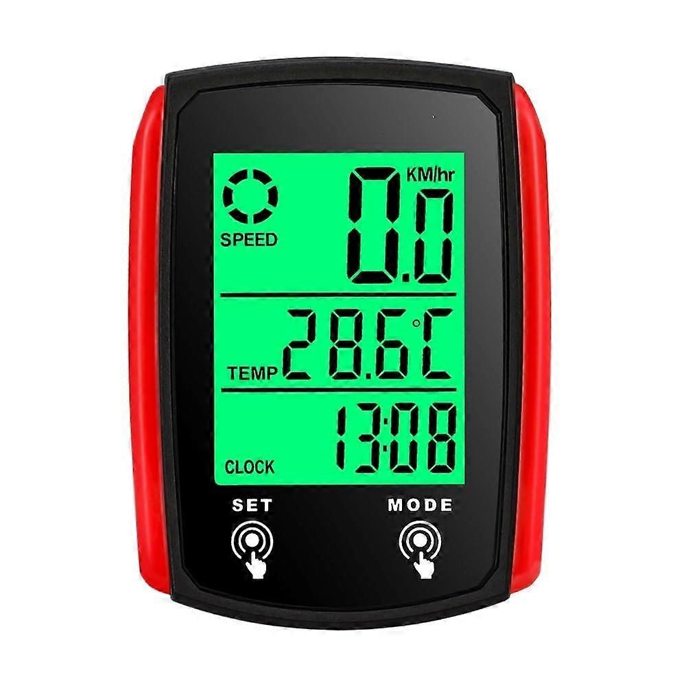 Bike Computer Wired Bicycle Speedometer Odometer with Accessories for Universal Handlebar (Red)